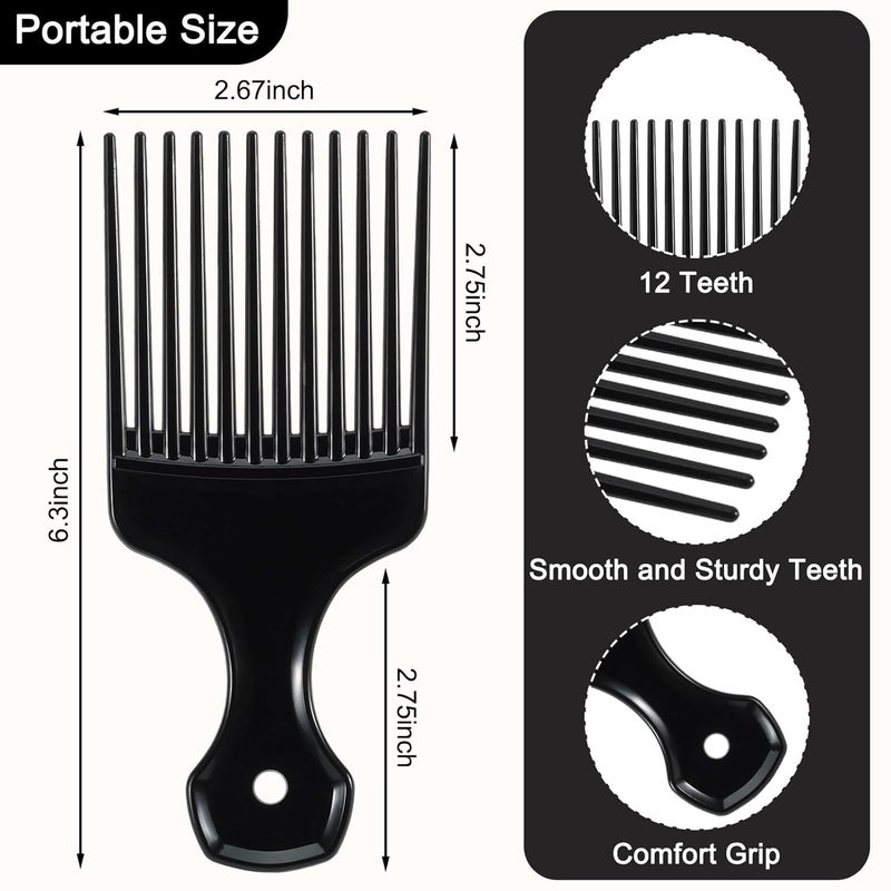 SIMPOR 2 Pcs Hair Pick Comb Wide Tooth Lift for Hair Styling Detangling Plastic Afro Comb for Women Men - Image 2